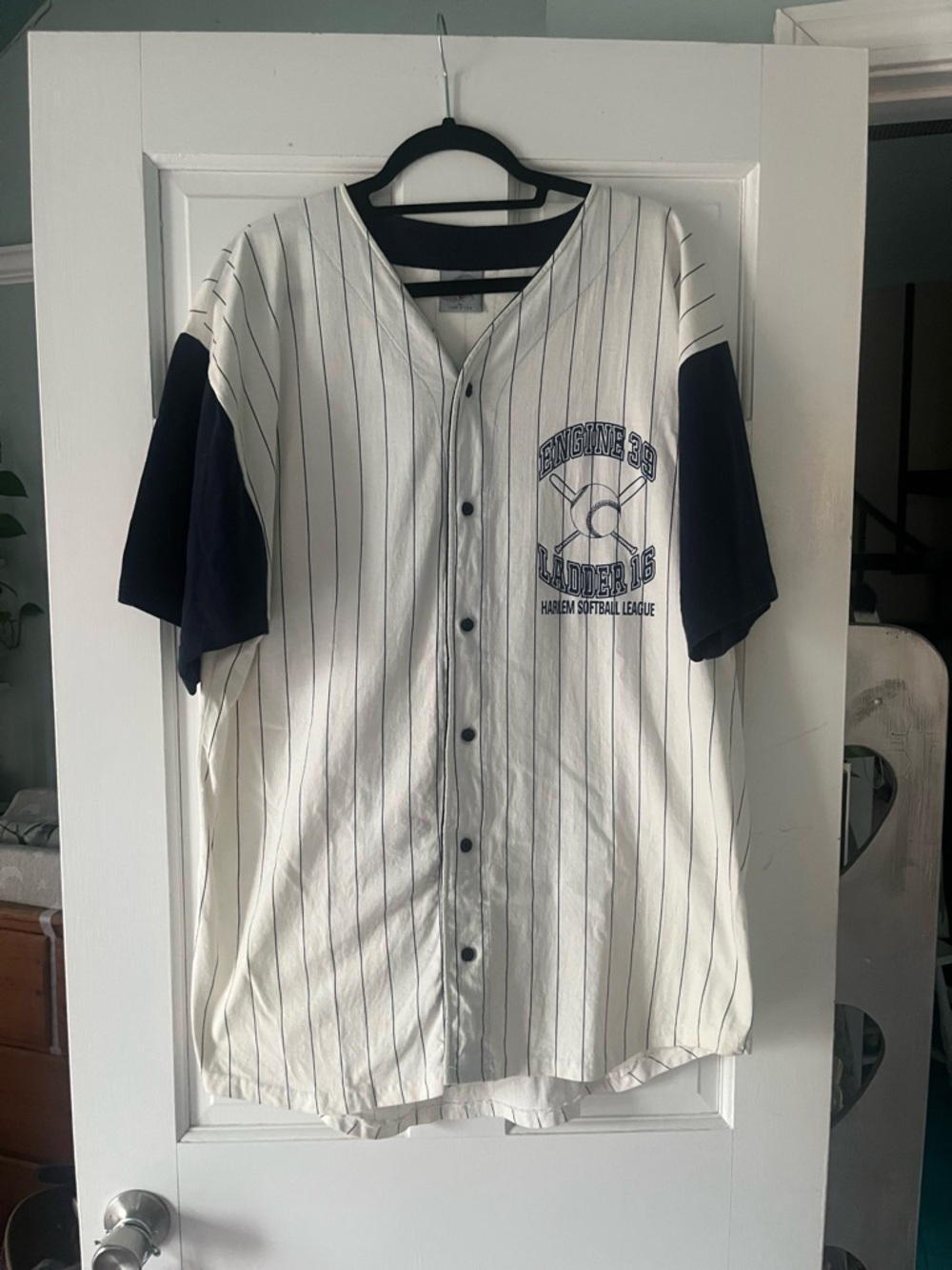 Badger White & Navy Pinstripe Baseball Jersey